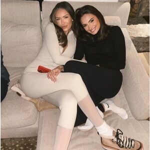 WeWoreWhat Cream and Black Jumpsuits